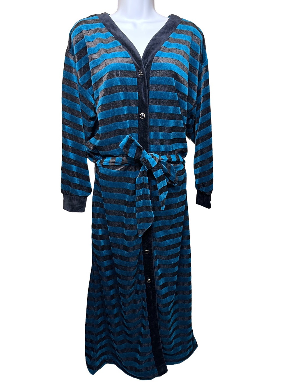 Christian Dior Vintage 70s/80s Velour Striped House Dress - Picture 2 of 4